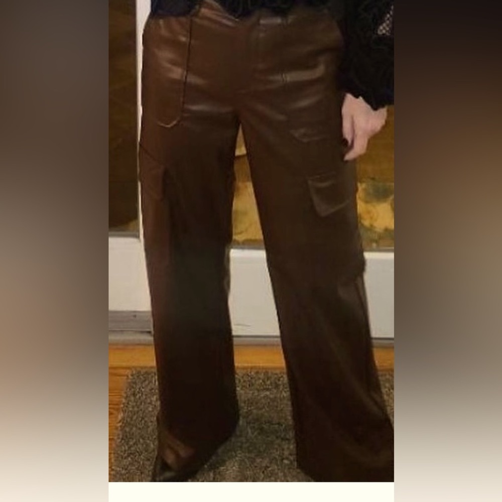 Zara Vegan Leather Cargo pants